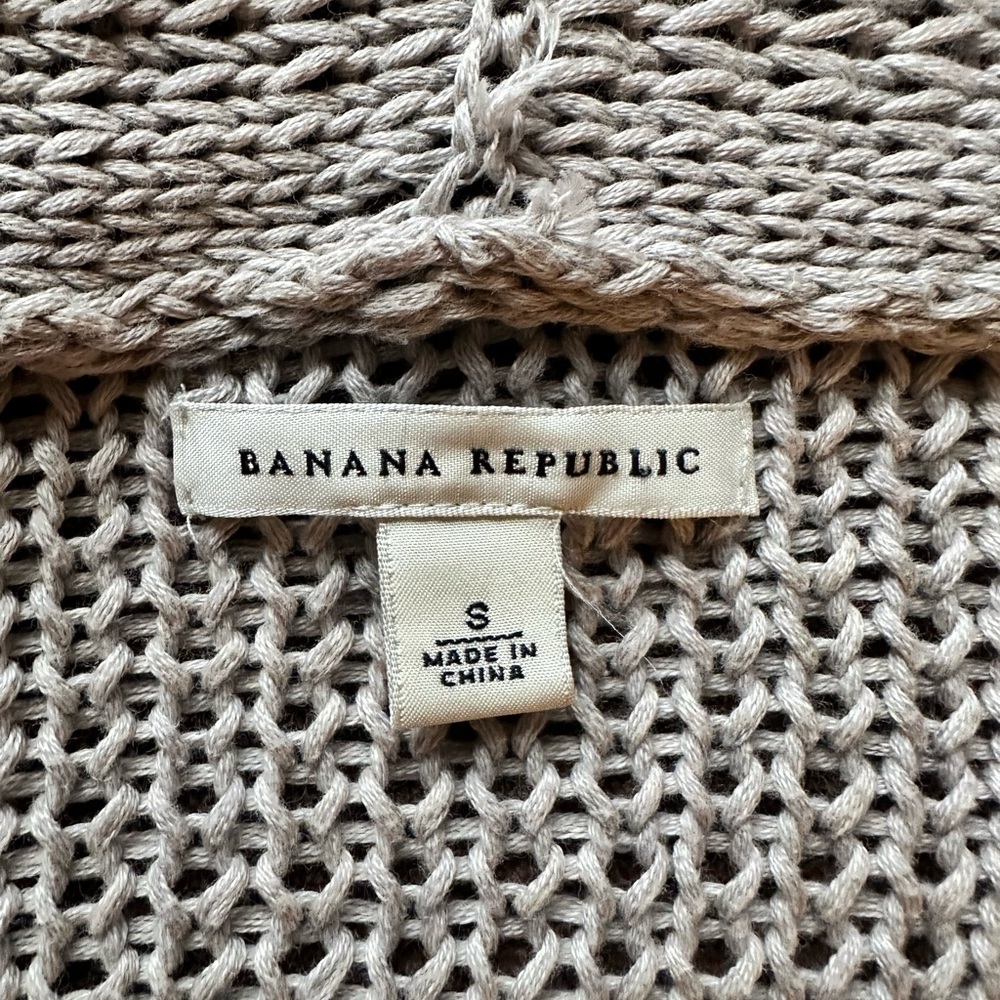 Banana Republic 100% Cotton Gray Mesh Knit Cardigan Altered 3/4 Sleeve Size S - Picture 2 of 10